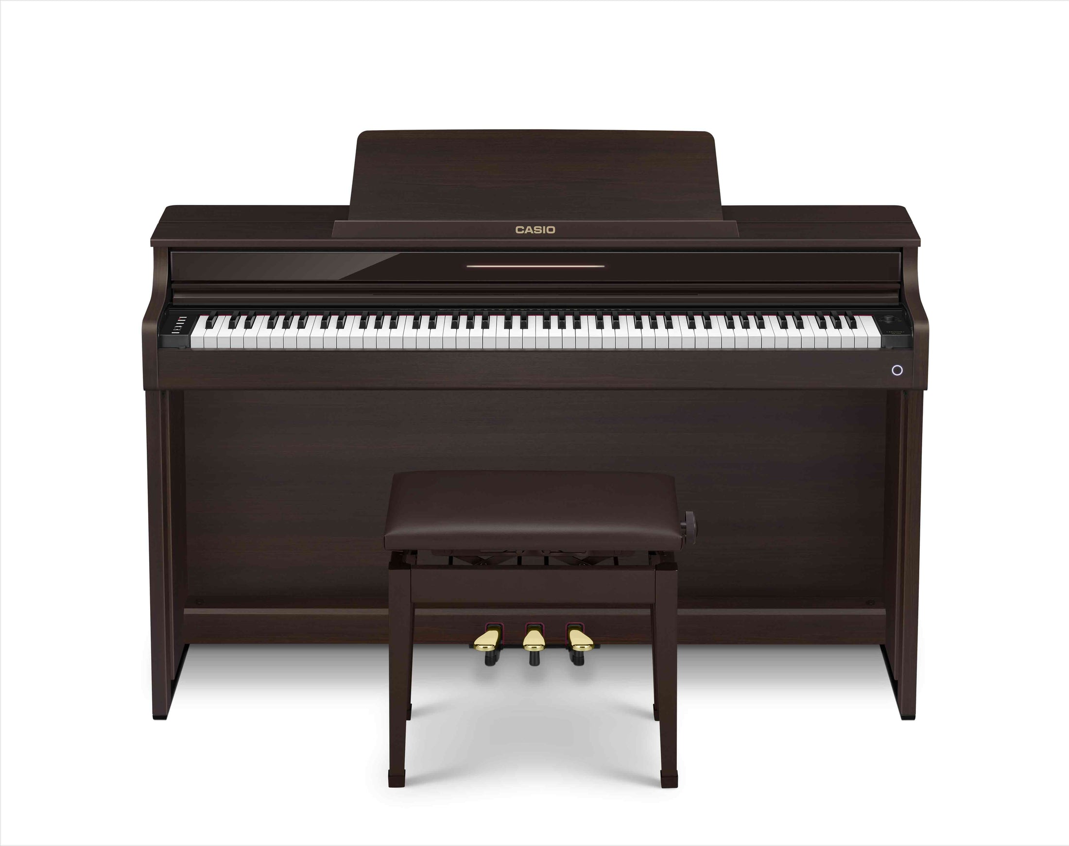 Casio Celviano AP-550 Digital Piano with 88 Wooden Keys and Matching Bench - Brown