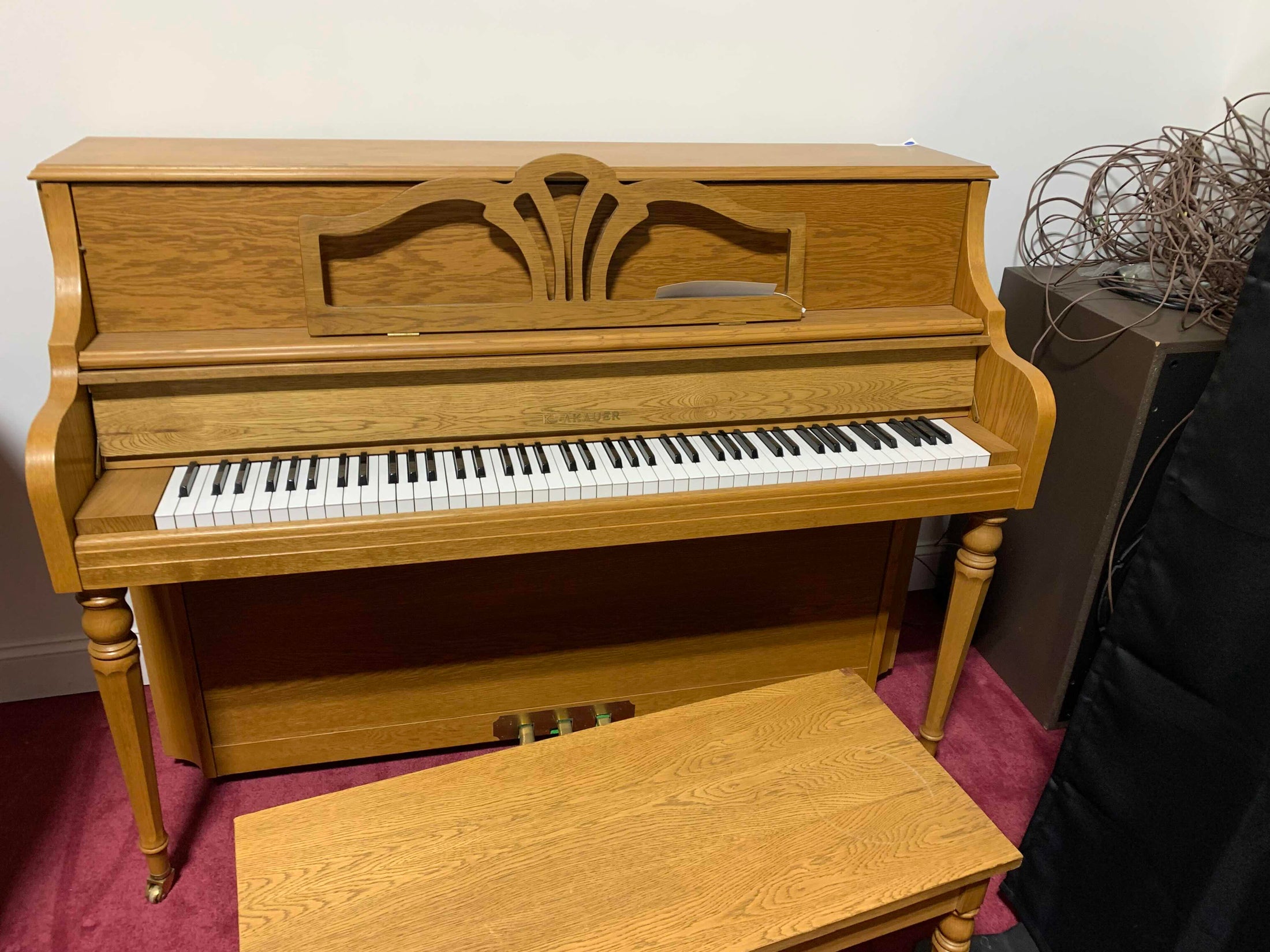 Krakauer 44" Console Piano in Oak Finish