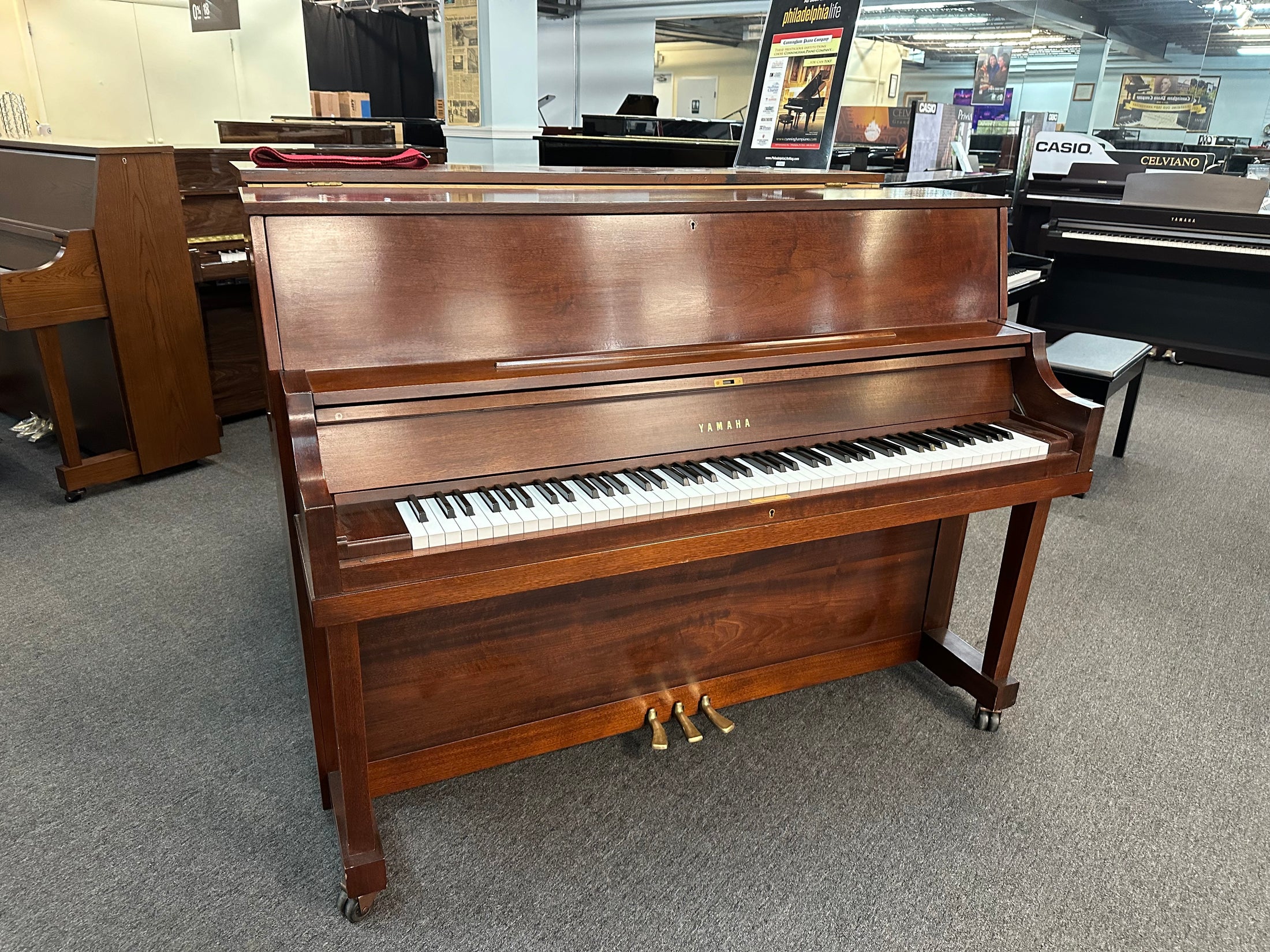 Yamaha P22 45" Upright Piano in Satin Walnut Finish - Pre-Owned