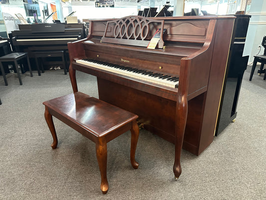 Bergmann Console Piano in Cherry French Provincial Design