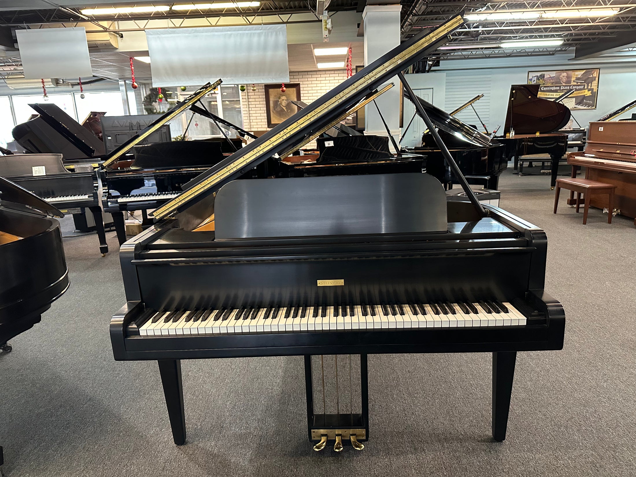 Steinway Model L 5'10" Grand Piano in Satin Ebony Art Deco Case