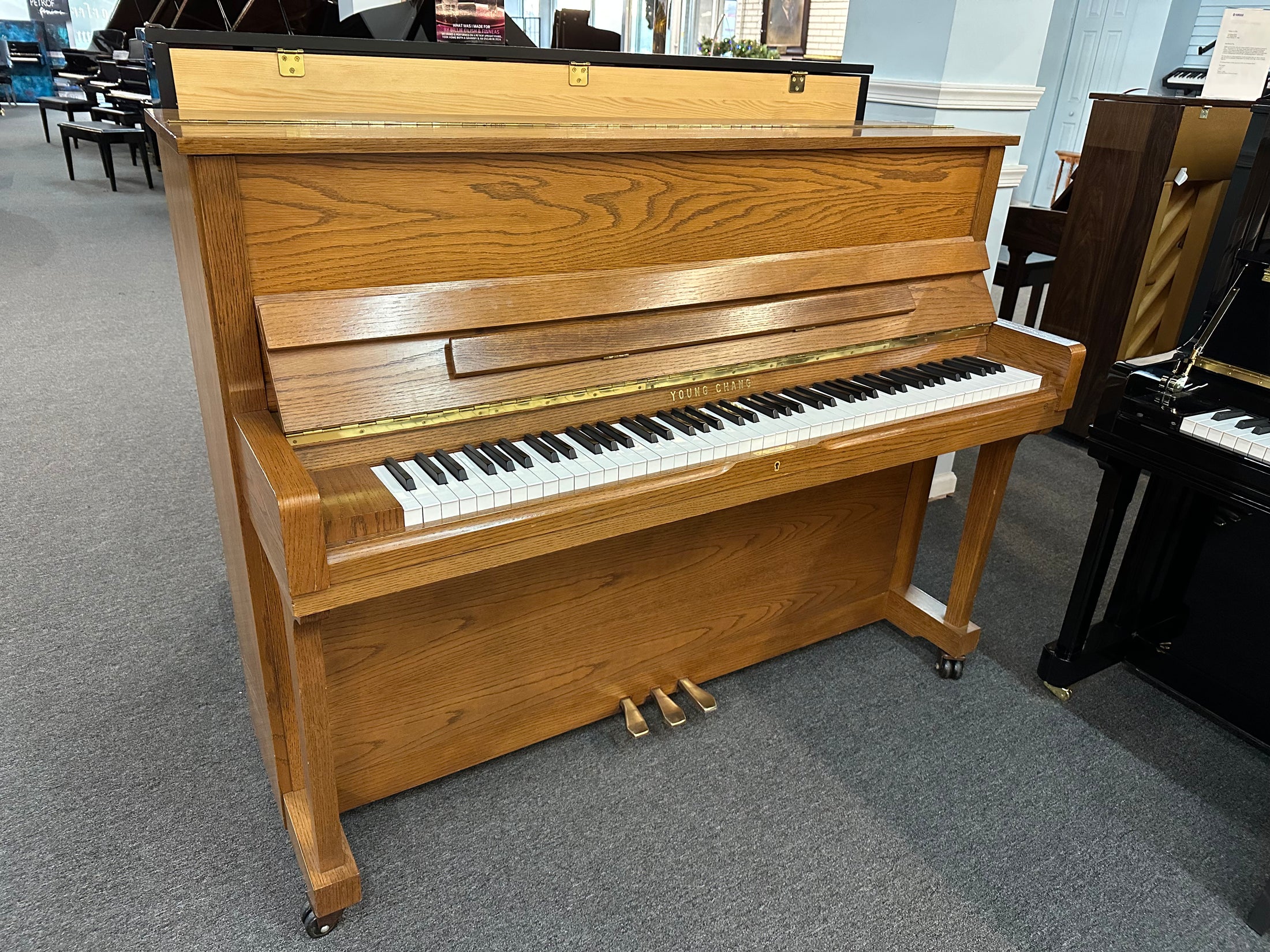 Young Chang 45" Upright Piano in Oak Finish - Pre-Owned