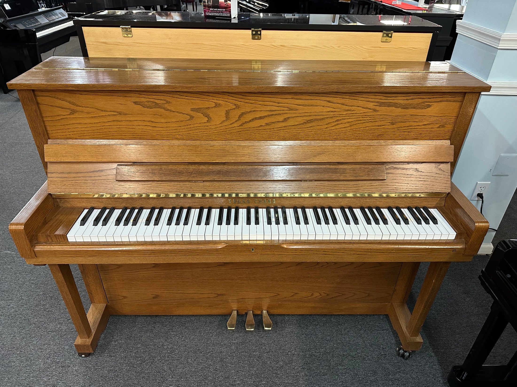 Young Chang 45" Upright Piano in Oak Finish - Pre-Owned