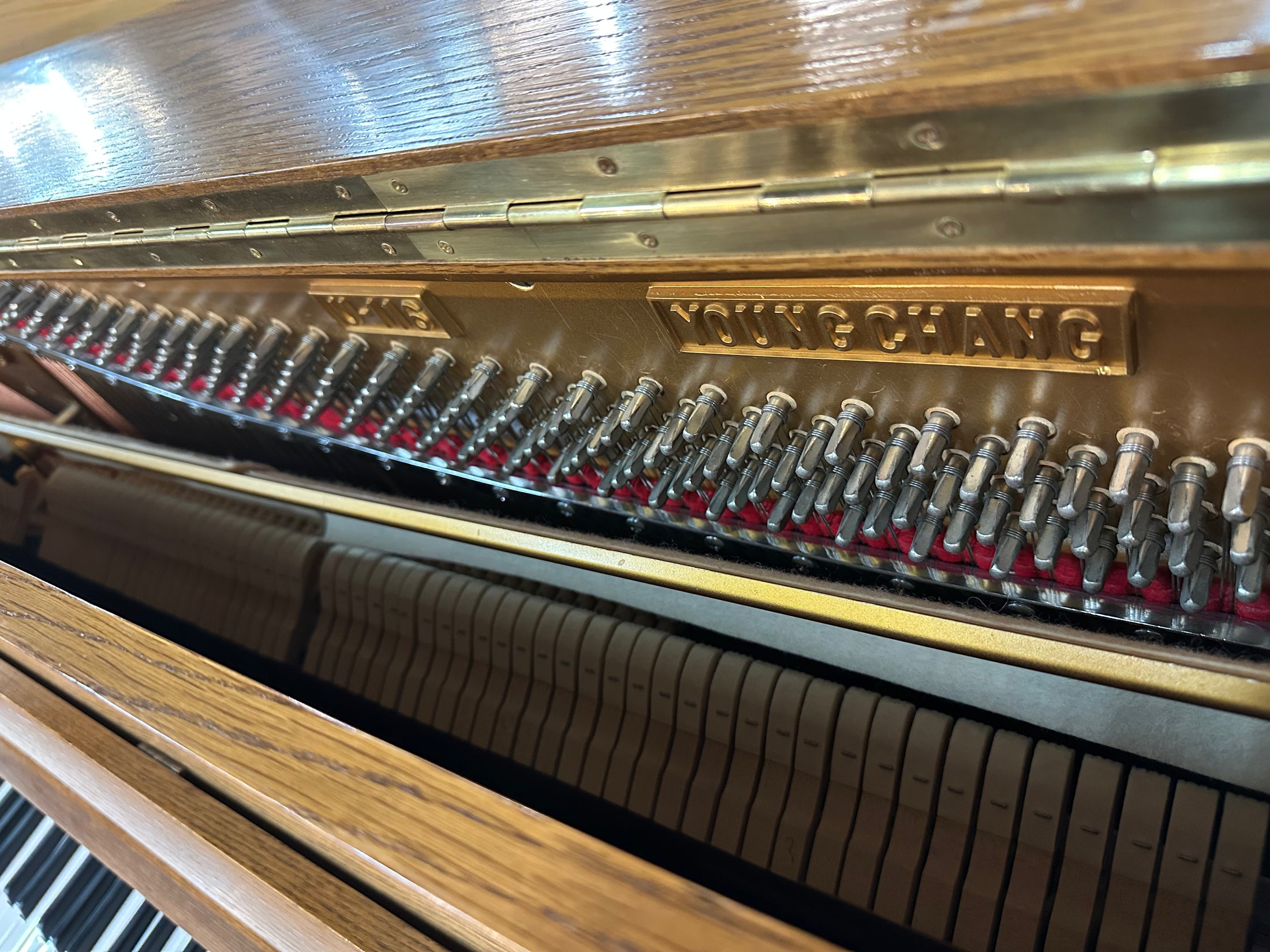 Young Chang 45" Upright Piano in Oak Finish - Pre-Owned