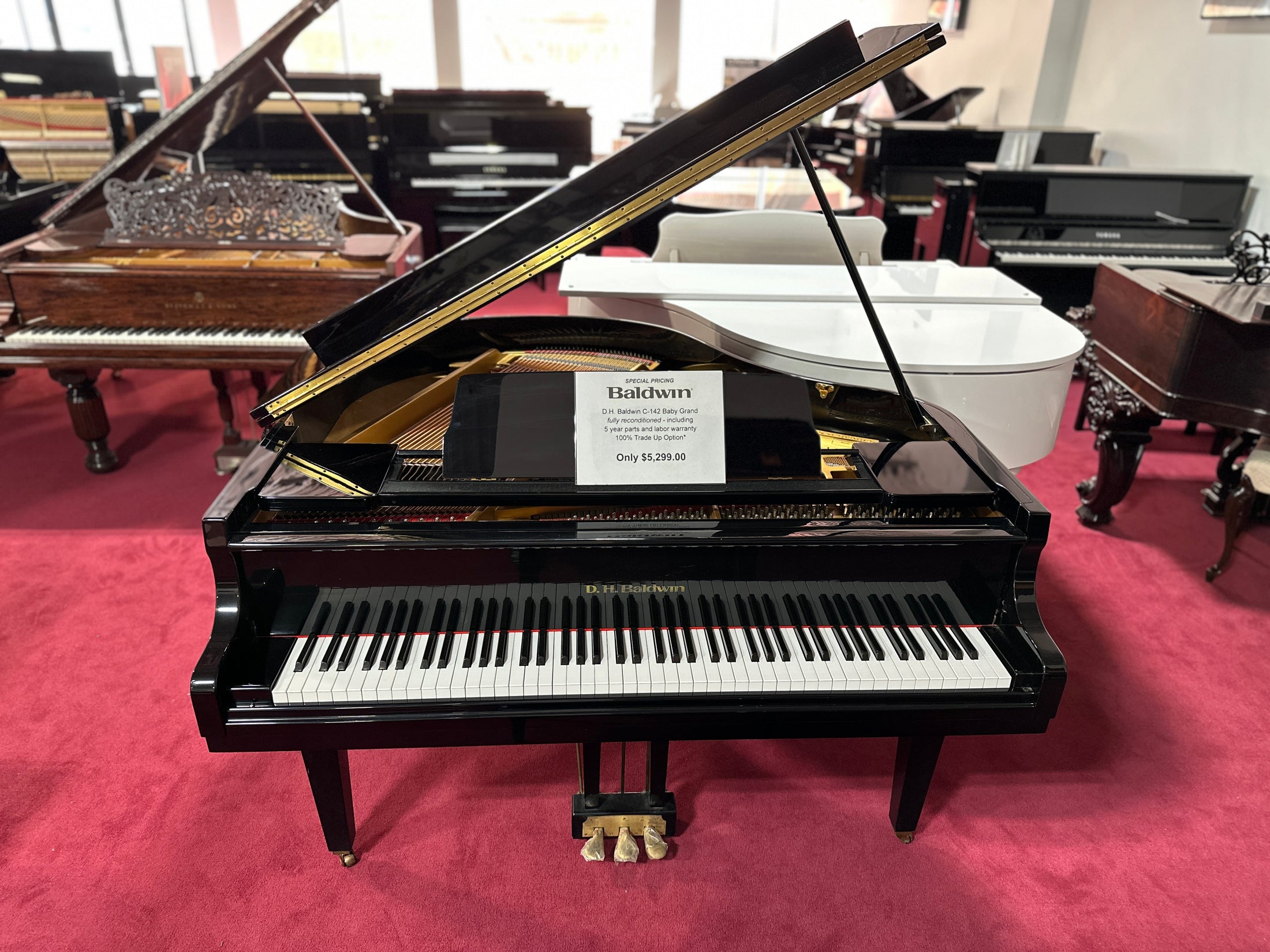 D.H. Baldwin C-142 4'8" Baby Grand Piano – Fully Reconditioned Polished Ebony Finish