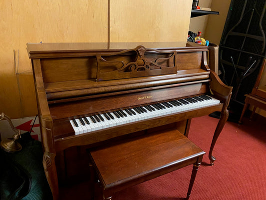 Charles Walter Console Piano in Walnut Finish French Provincial Design