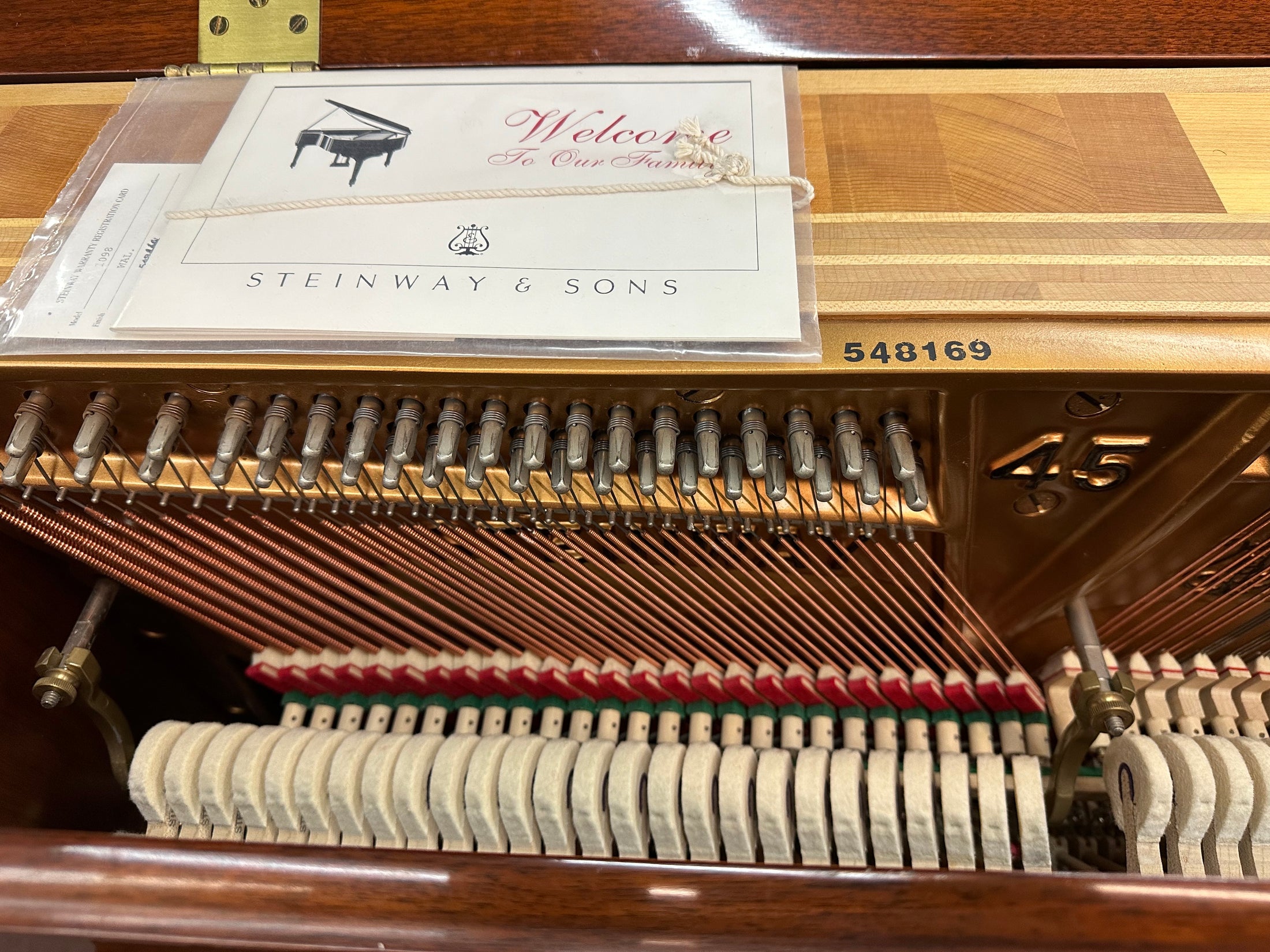 Steinway 45" Crown Jewel Design Mahogany Upright Piano