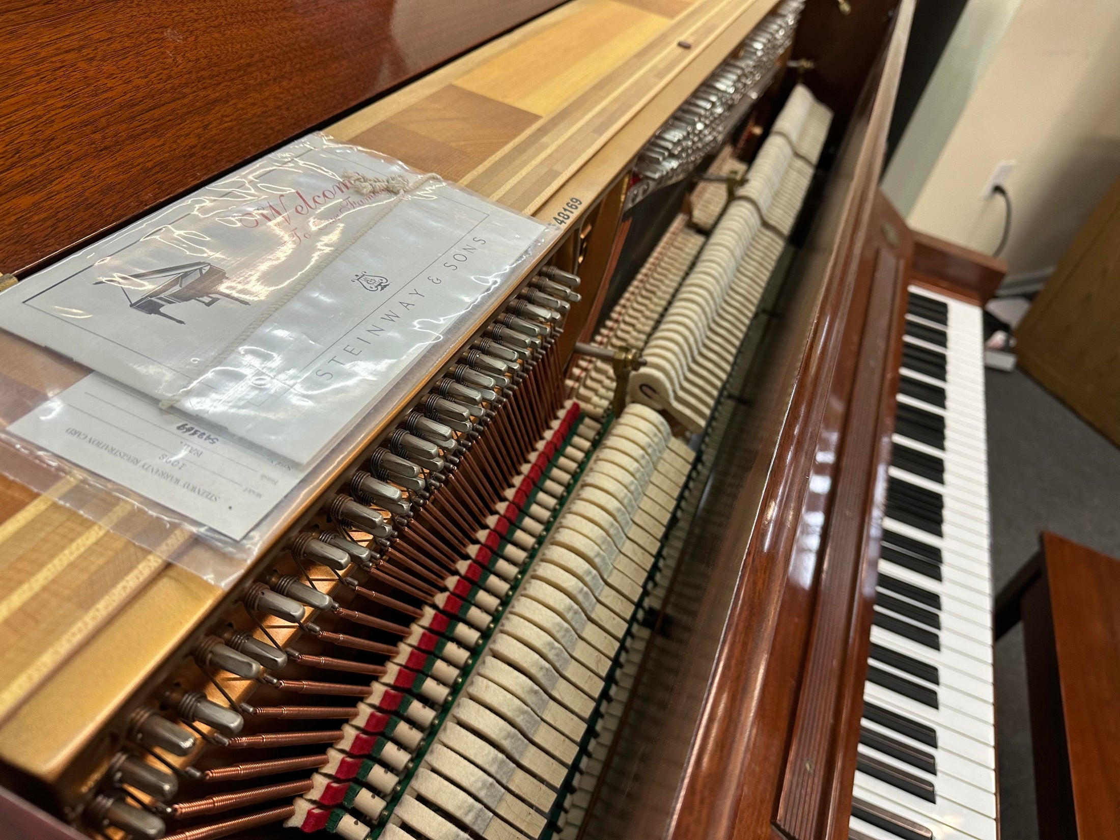 Steinway 45" Crown Jewel Design Mahogany Upright Piano